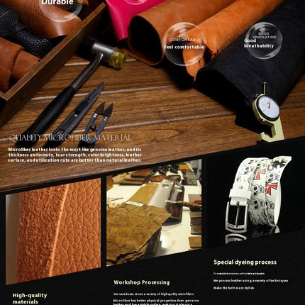 Pin Buckle Men's Leather European Hip Hop Skull Casual Belt