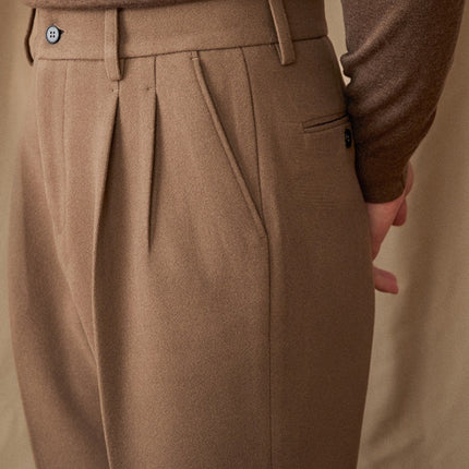 Winter Thickened Sanded Fabric Micro Straight Commute Leisure Suit Pants