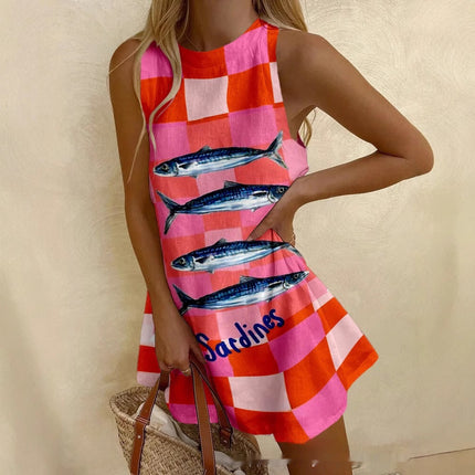 American Loose Sleeveless Short Dress