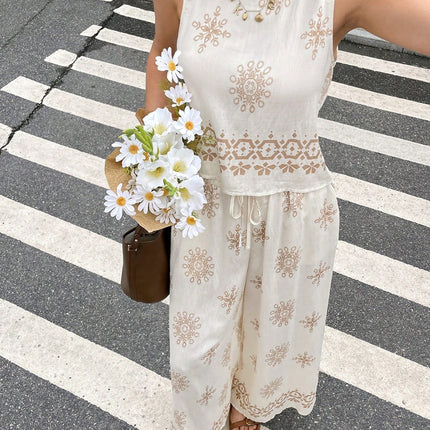 Women's Geometric Printed Tank Top And Pants 2-piece Set