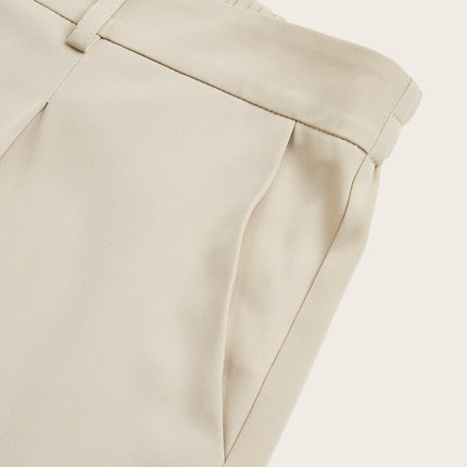 Women's Plus Size High Waist Straight Leg Trousers - Elegant, Polyester, Machine Washable, Casual Suit Pants For Women