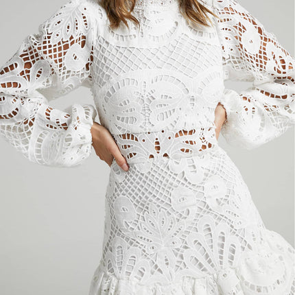 Women's Graceful And Fashionable Round Neck Long Sleeve Slim-fit Midi Dress