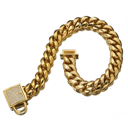 Pet dog collar stainless steel titanium steel gold encryption chain buckle dog chain