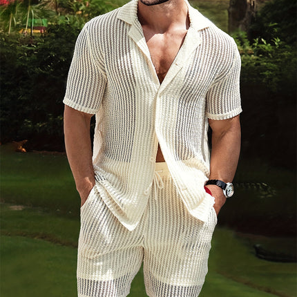 Men's Retro Cotton And Linen Stripes Henley Shirt Casual Loose Shirt Cardigan Lapel Men's Clothing