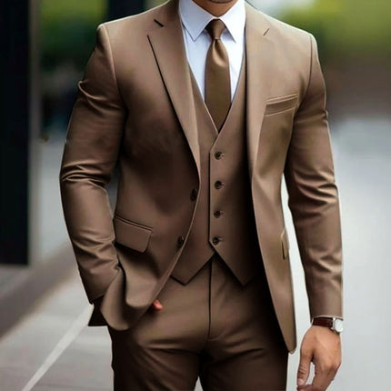 Business Casual Men's Three-piece Suit For Bridegroom Men's Wedding