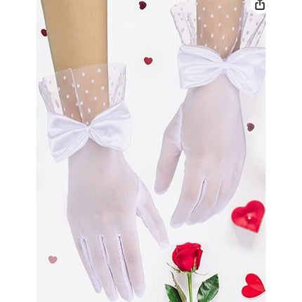 Vintage Mesh Gloves Bridal Wedding Bow Gloves