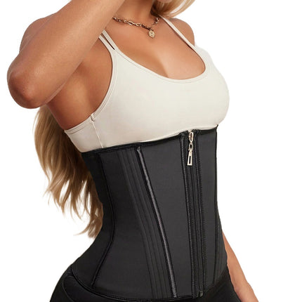 Waist Trainer For Women Latex Sport Underbust Steel Boned Corset Shapewear With Zipper Hook Shapewear Double Control Body Shaper Workout Fajas Colombianas Moldeadoras Stomach Strapless Shapewear