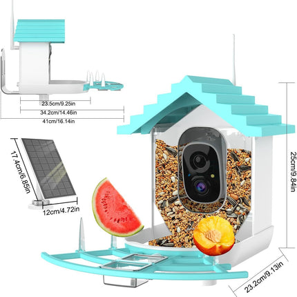 Bird Feeder With Camera, AI Identify Birds Species, Smart Birds Camera With Solar Powered, Auto Record 2K Birds Video In Backyard, Instant Notifications, Ideal Gifts For Family And Bird Lovers
