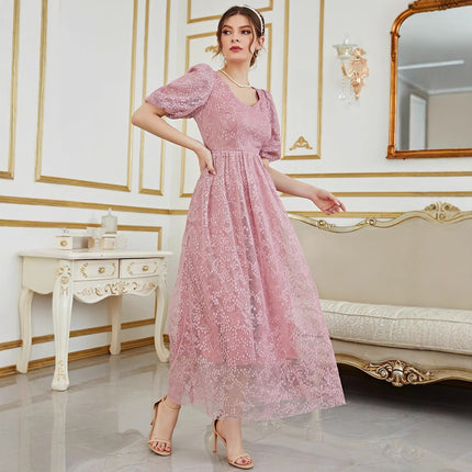 Fashionable Elegant Lace Jacquard Women's Dress