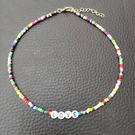 Stained Glass Rice Bead Necklace