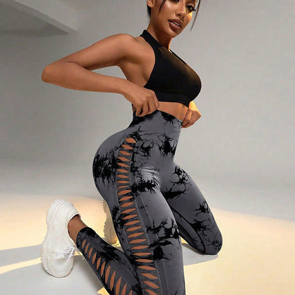 3 Pack Women's Tie-Dye Cutout Yoga Pants High-Waisted Leggings Women's Tie-Dye Leggings,, Leggings Women High Waisted Seamless Workout Leggings Gym Booty Tights Tummy Control Yoga Pants