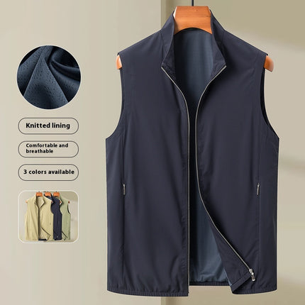 Casual Men's Vest Simple But Elegant Comfortable Lightweight Stand Collar Waistcoat