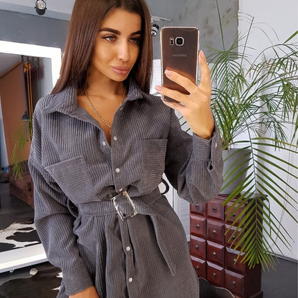 Corduroy Irregular Long Sleeve Shirt