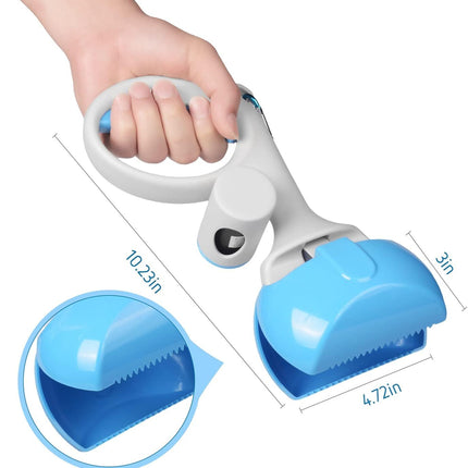 Pet Pooper Scooper For Dogs And Cats With Trash Bags Holder Non-Breakable High Strength Material Poop Scooper For Easy Grass And Gravel Pick Up Including A Roll Of Trash Bag