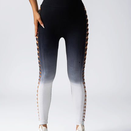 3 Pack Women's Gradient Color Butterfly Hollow High Waist Butt Lifting Long Fitness Pants, Seamless Leggings For Women High Waist Yoga Pants, Scrunch Butt Lifting Elastic Tights