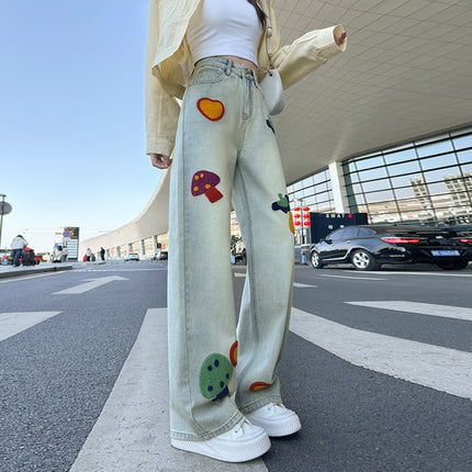 New Medium Straight-leg Pants All-matching Wide Leg High Waist Meat Hiding