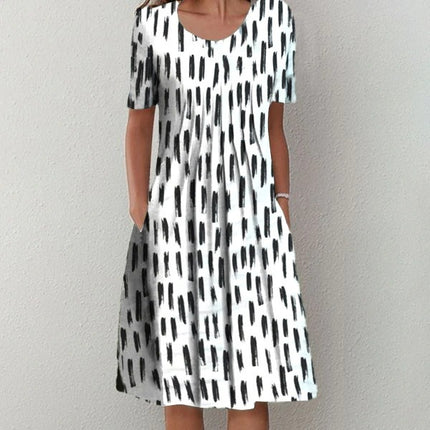 Casual Beach Dress Strap Type Loose Waist 3d Printed Dress