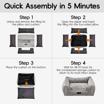 MEWOOFUN Medium Dog Bed - 31.5x23.6x9.5 Inch Washable Rectangle Pet Bed With Warming & Calming Features, Anti-Slip Bottom For Puppies