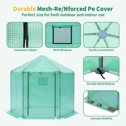 Walk In Greenhouse Hexagonal Upgrade Reinforced Frame Heavy Duty Plastic Greenhouse Reinforced Thickened Waterproof Insulation 9.2x8.1 Ft