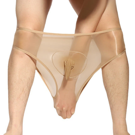 Shiny Transparent Briefs Nylon Ultra-thin Silky Breathable Bullet Separation