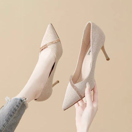 Women's Stiletto Pointed Toe Low-cut High Heels