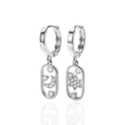 Moon, Star And Sun Combination Eardrops Micro Inlaid Zircon