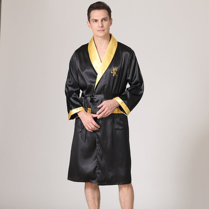 Men's Summer Silk Bathrobe Nightgown