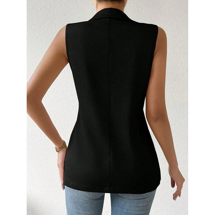 Women's Sleeveless Vest Blazer Casual Open Front Work Office Tops Jacket