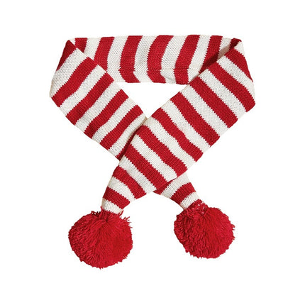 Christmas Pet Scarf Contrast Color Striped Red Snowflake Fur Ball Warm And Comfortable