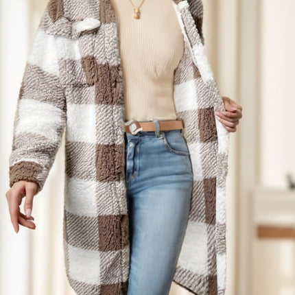 Ladies' Long-sleeved Checkered Coat