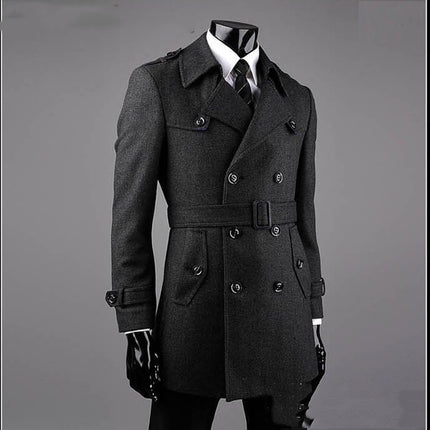 Young And Middle-aged Cashmere Coat Fat Casual Tweed Trench Coat Loose