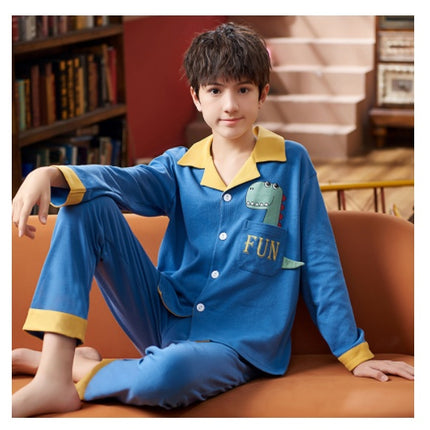 Spring And Autumn Cotton Long Sleeved Cardigan Children's Pajamas