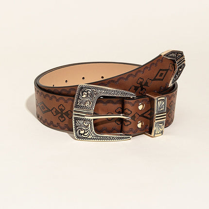 Retro Pattern PU Belt Western Style Women's Belt
