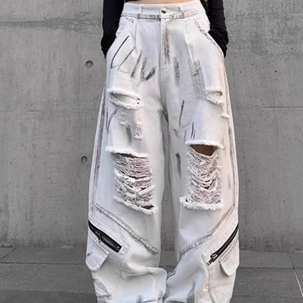 American Retro Distressed Dirty Ripped Jeans