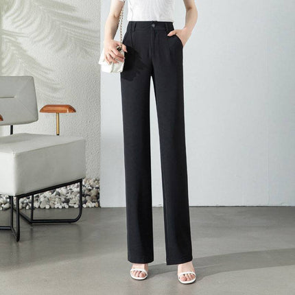 High Waist Drooping Slimming And Straight Ice Silk Women's Casual Suit Pants