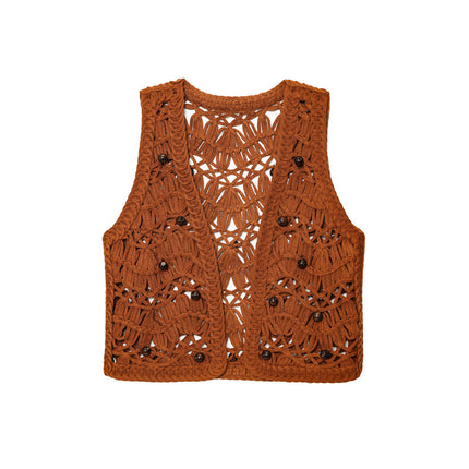 V-neck Beaded Knitted Vest