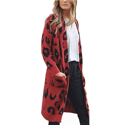 Color Leopard Print Polka Dot Loose Sweater Coat