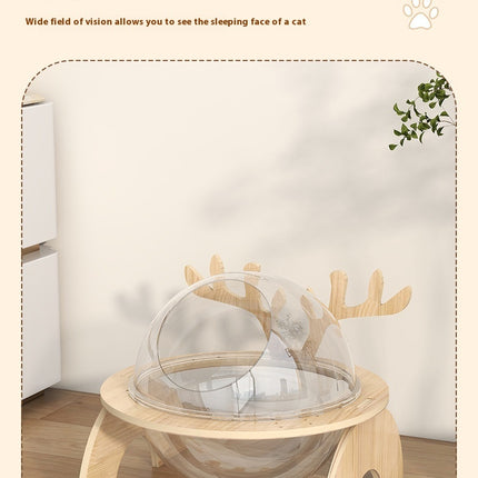 Antlers Cat Nest Four Seasons Universal Pet Supplies Chamfer Space Capsule Solid Wood Cat Bed