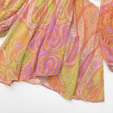 Women's Long Sleeve Cutout Print Dress