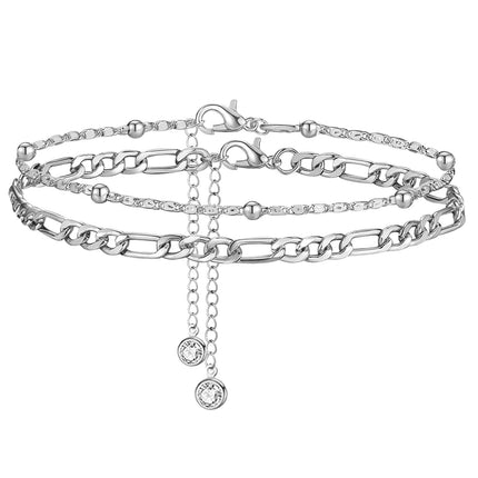 Double-circle Anklet Simple Fashion Cuban Link Chain Layered