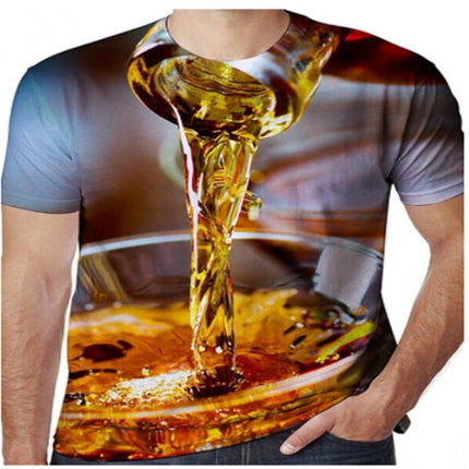 Cold Beer 3D Color Printing Men's Short-sleeved T-shirt