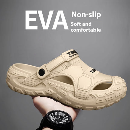Men's Outdoor Two-way Hole Shoes New Feeling Of Shit Breathable Non-slip Leisure Pump Beach Slippers