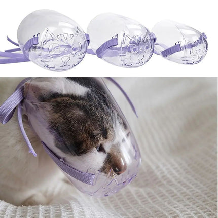 Cat Muzzle Anti-Bite Grooming Mask Adjustable Pet Mouth Cover For Bathing,Prevent From Cats Biting Chewing,Safety Prevent