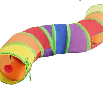 Rainbow S-shaped Cat Tunnel Self-hey Educational Cat Toy Collapsible Cat Tunnel