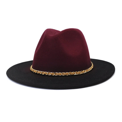 Painted Woolen Fedora British Ladies Broad-brimmed Hat