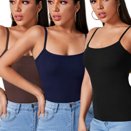 3PCS Solid Color Halter Top For Women