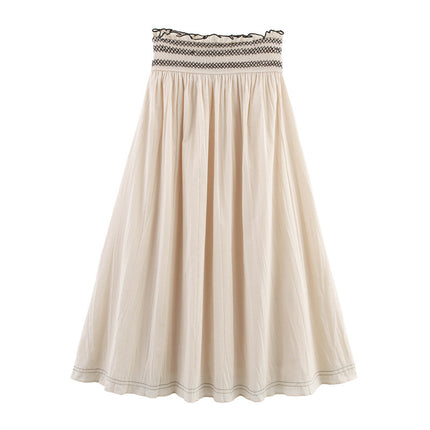 Contrast Color Waist Vacation Style Skirt