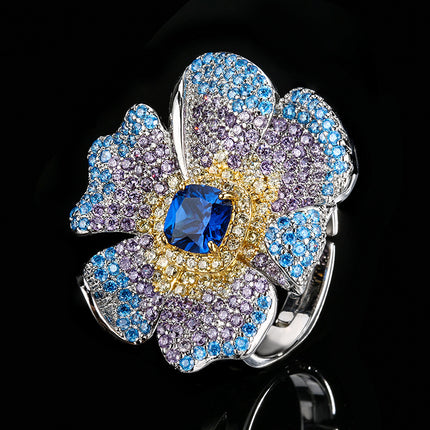 Creative Opening Ring Ornament Jacinth Zircon Light Luxury Minority All-match High Sense