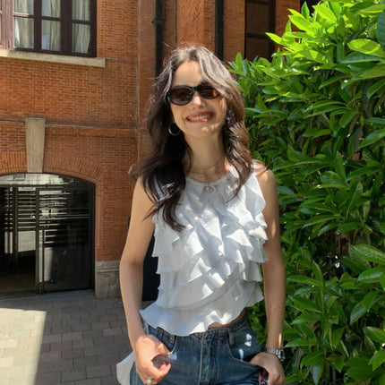 Irregular Ruffled Shirt Camisole Women's Sleeveless Blouse