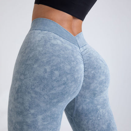 3 Pack V-Back Scrunch Butt Workout Leggings, Women Seamless Gym Yoga Leggings High Waist Active Yoga Pants, Yoga Leggings High Waist Active Yoga Pants